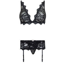 Livco Corsetti Fashion - Belita Lc 90231 Soutien-Gorge + Culotte + Jarretière Noir L/Xl